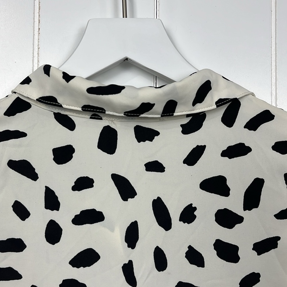 Umgee Womens Mini Dress S Off-White Black Dalmatian Print Sleeveless Boho Flowy - Picture 9 of 15